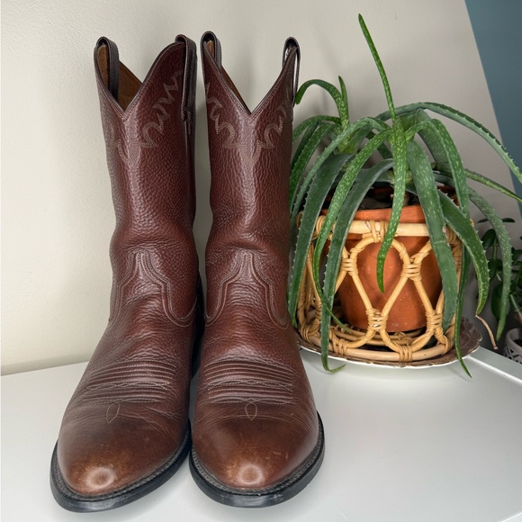 Ariat Brown Leather Western Cowboy Boots Men’s 10.5D Roper Ranch Boots - Picture 3 of 14